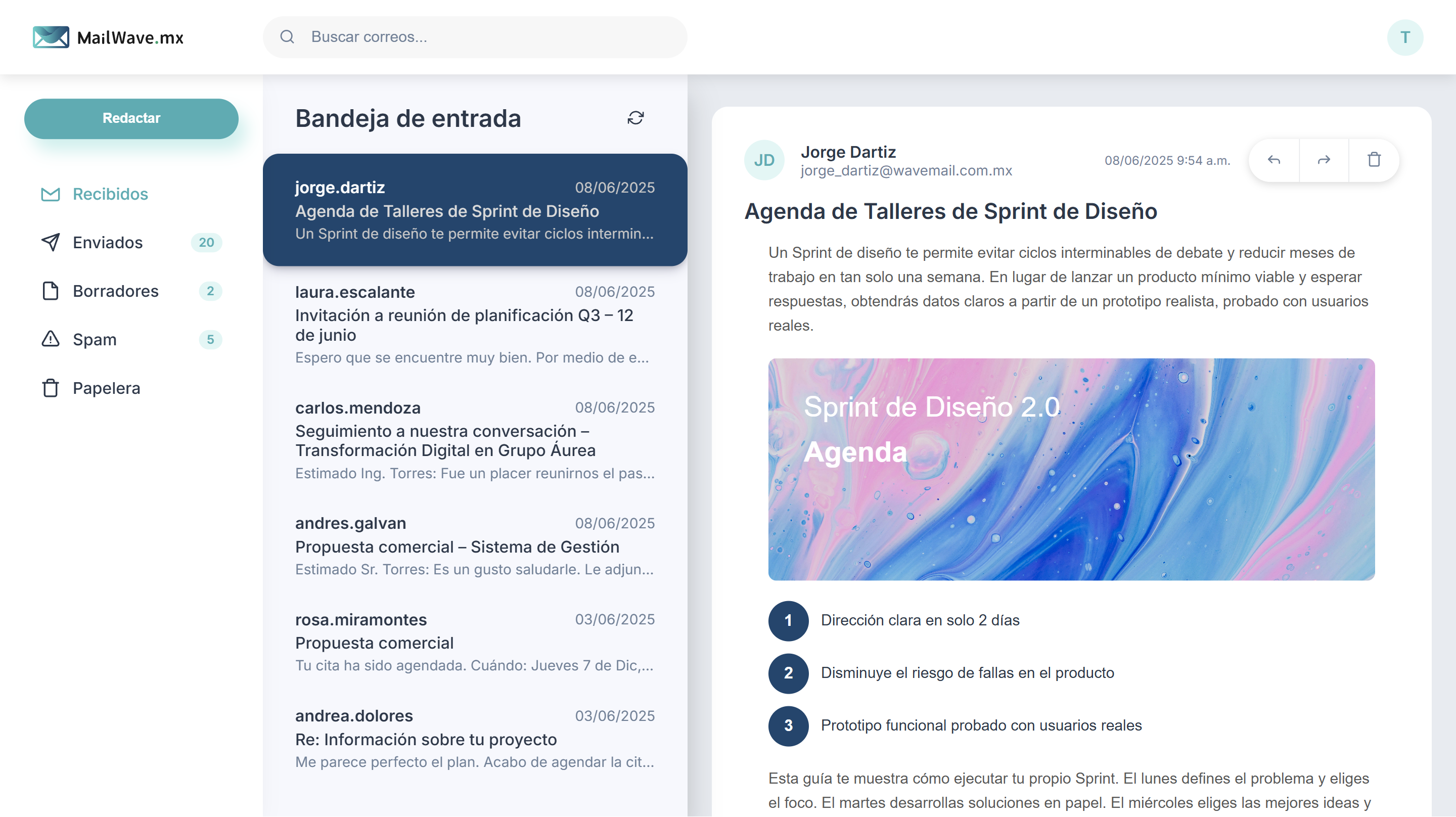 Interface de WaveMail